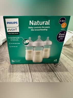 Philips Avent Natural Glass Baby Bottles - Cream two packs of three
